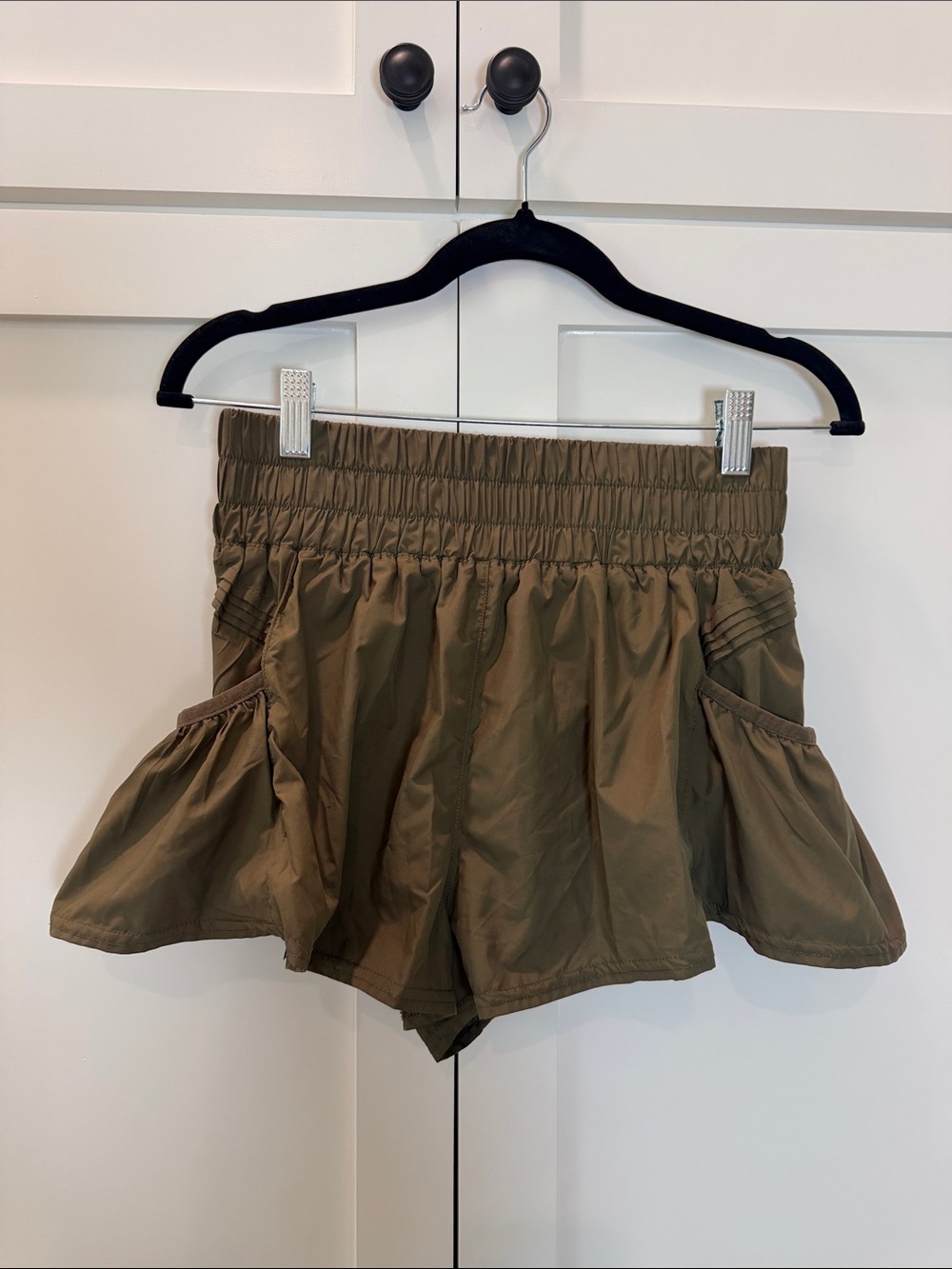 FP Movement by Free People Olive Green Elastic-Waist Athletic Shorts